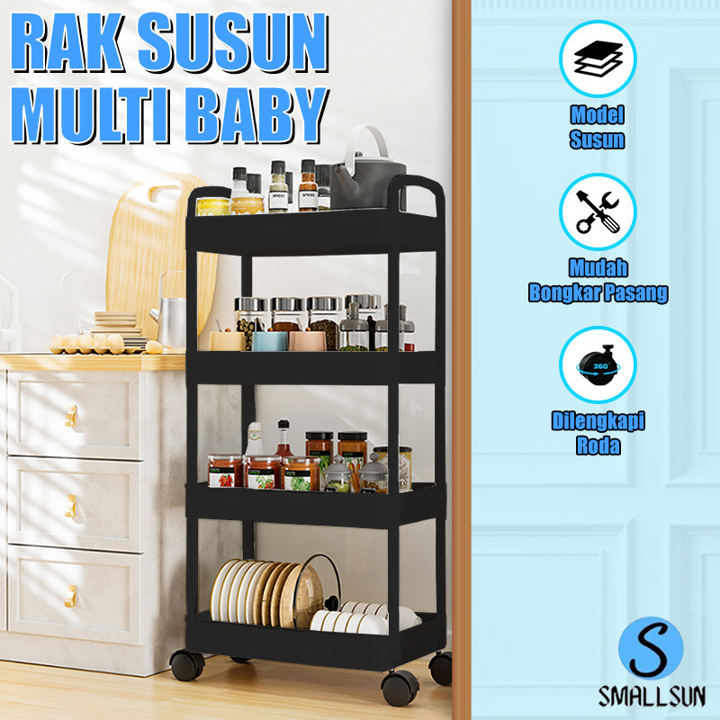 Jual (SS) Rak Susun Troli 4 Susun Serbaguna Dengan Roda Pegangan Rak ...