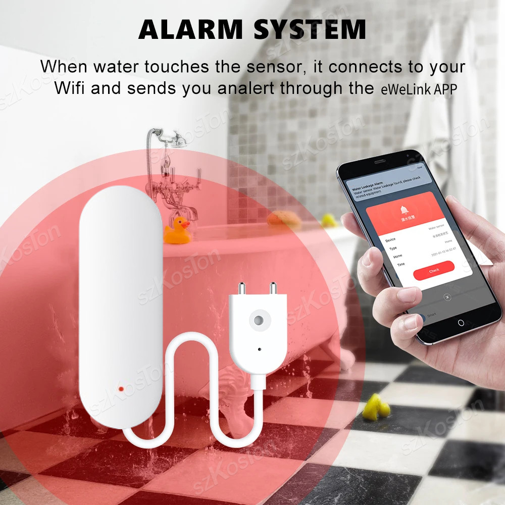 Jual 3.0 Water Leakage Sensor Flood Alarm Water Level Overflow Detector ...