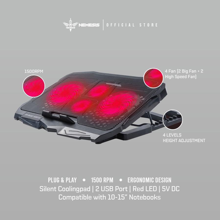 Jual NYK NEMESIS X4 STORMBREAKER COOLING NOTEBOOOK COOLER 4 Fan Merah ...