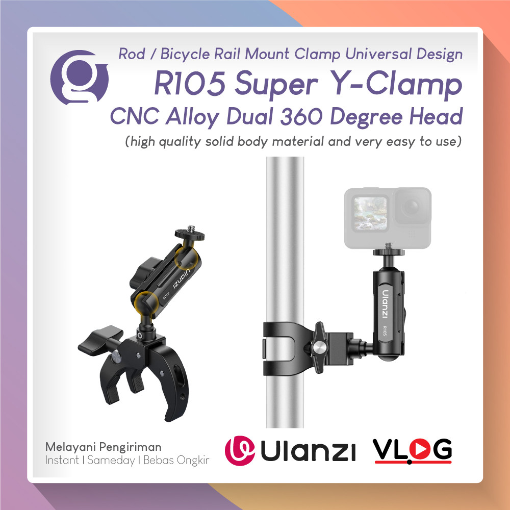Jual ULANZI R105 Y-Shaped Super Clamp 3 Claw Magic Arm for Bicycle Rail ...
