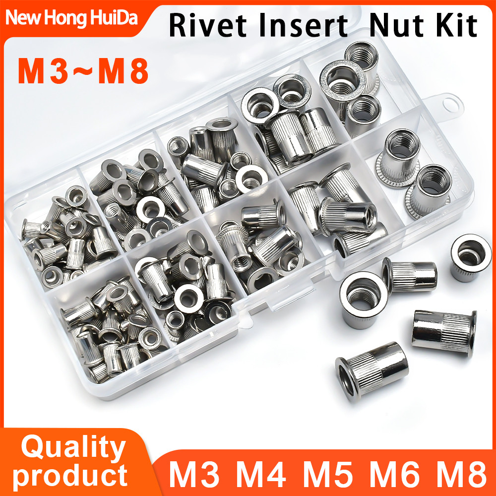 Jual 304 Stainless Steel Flat Rivet Nut Kit M3 M4 M5 M6 M8 Carbon Steel ...