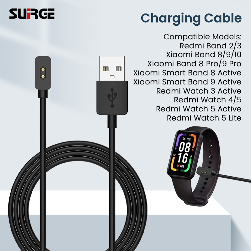 SUIRGE Charger Cable For Redmi Watch 3 Active/5 Active/5 Lite USB Charging Cable Cord Magnetic For Redmi Band 2 3 / Redmi Watch 4 5 / Xiaomi Mi Band 8 9 10 11/8 9 Pro/8 Active