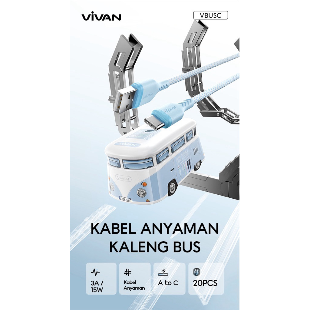 Jual VIVAN VBUS Kabel Data Anyaman Micro USB / Type-C / Lightning ...