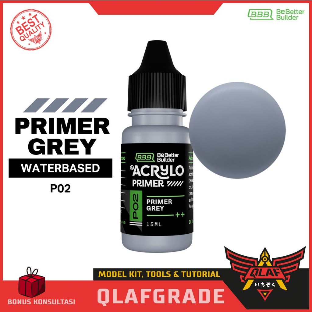 Jual ACRYLO PRIMER SURFACER P02 - GREY abu-abu cat acrylic handbrush ...