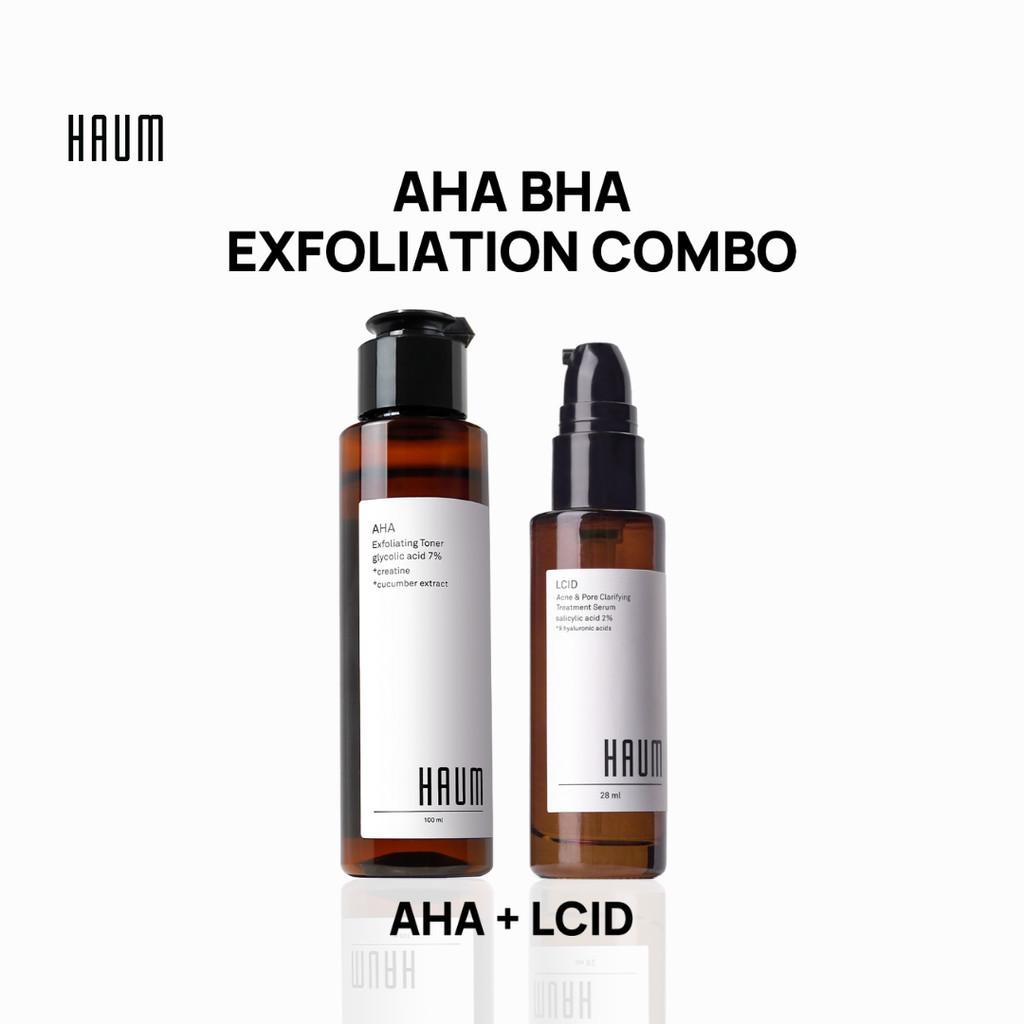 Jual HAUM Exfo AHA + LCID - AHA BHA Exfoliation Best Combo - Toner ...