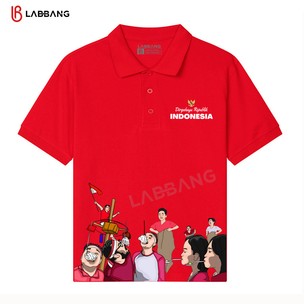 LABBANG Polo Shirt Lomba 17 Agustus Hut Ri Unisex Pria Wanita