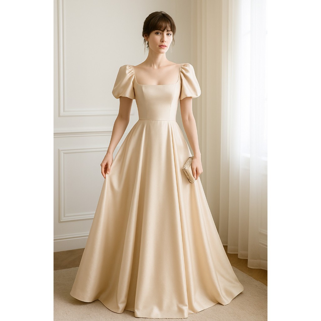Jual TS031 DIANSA | Maxi Dress Satin Korean Style Dress Natal Kekinian ...
