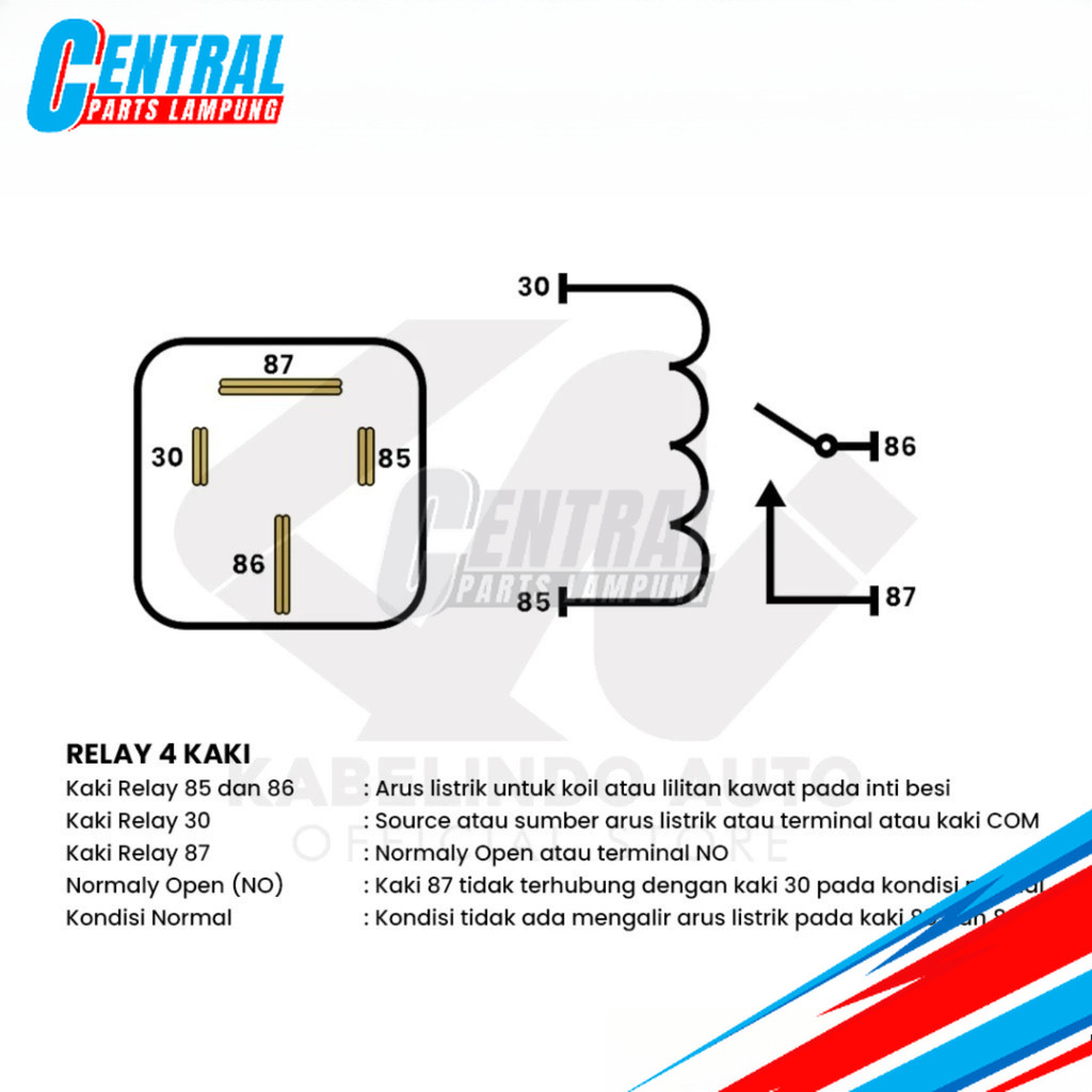 Jual Relay Klakson Transparan Kaki 4 12V Riley Relay Alarm Motor Mobil ...