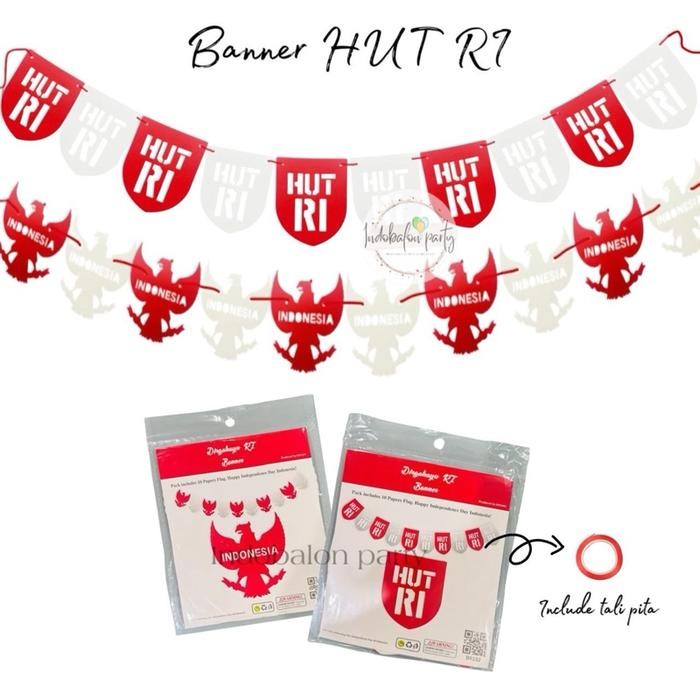 Banner Dirgahayu RI / Bunting Flag HUT RI / Banner Merah Putih 17 Agustus - CUTTING
