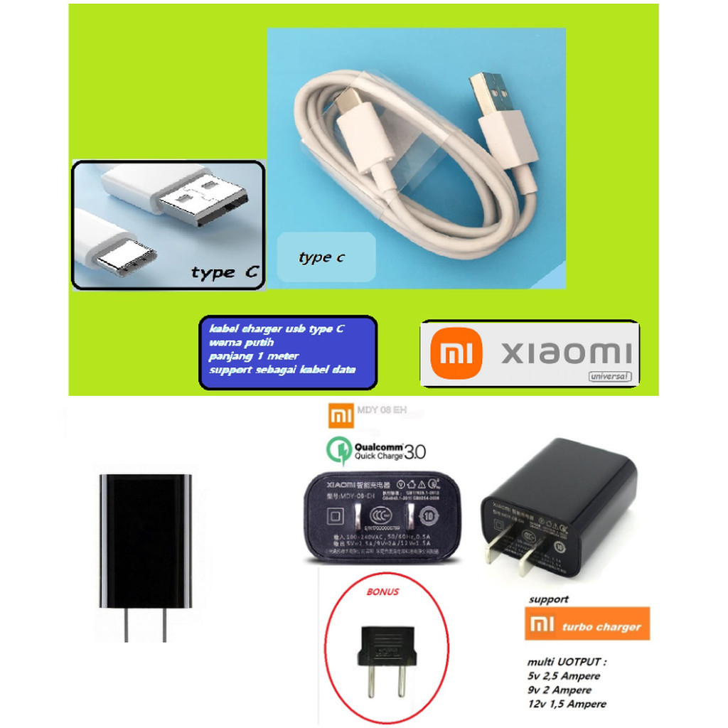 Jual Usb type C kabel & adaptor charger Xiaomi redmi note 11R - redmi ...