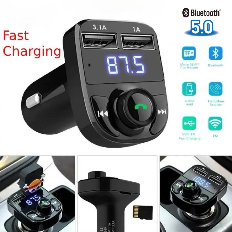 Jual FM Transmitter Bluetooth Modulator Mobil Car Charger Dual Port USB ...