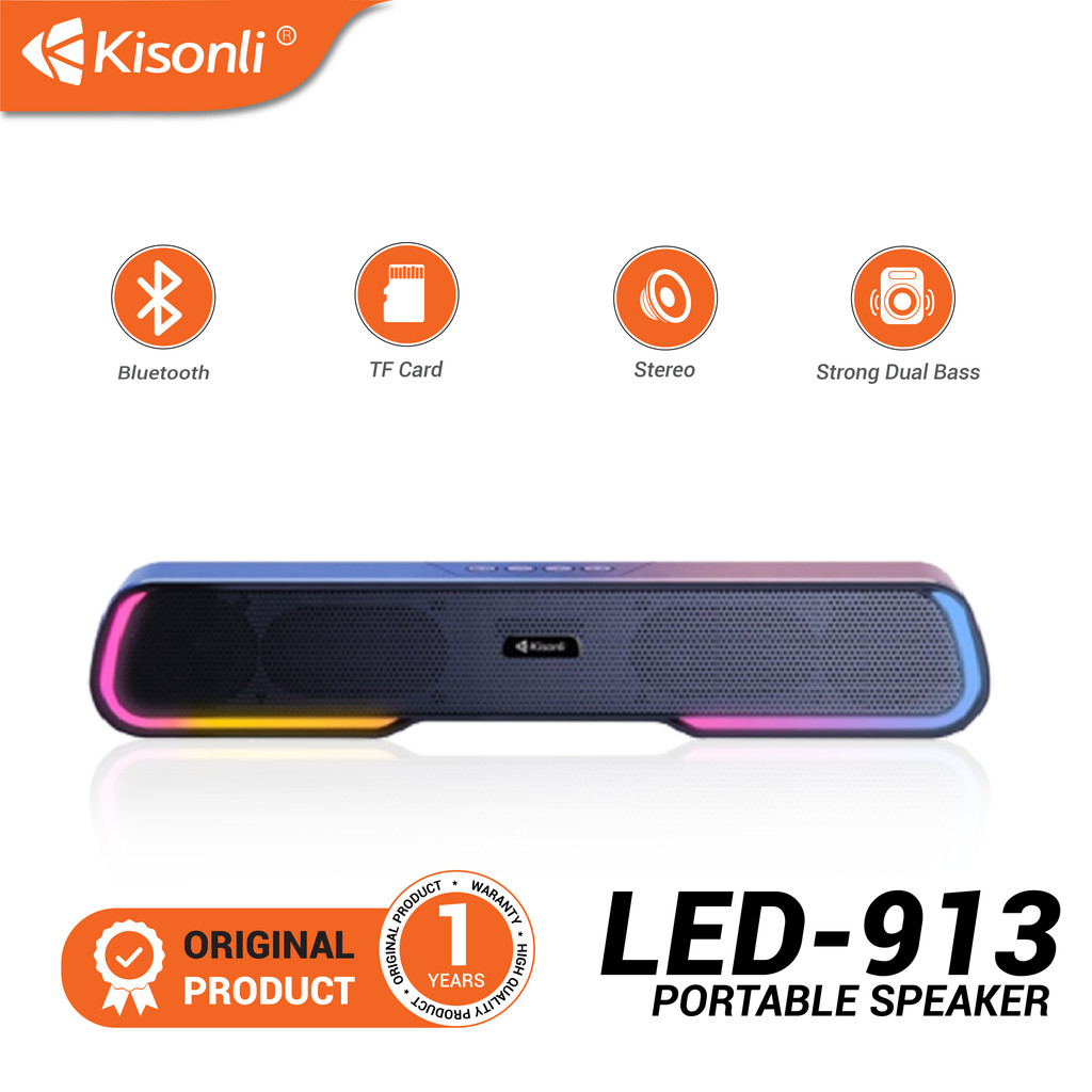 Jual Speaker Portable Bluetooth Kisonli LED-913 Stereo Bass | Shopee ...