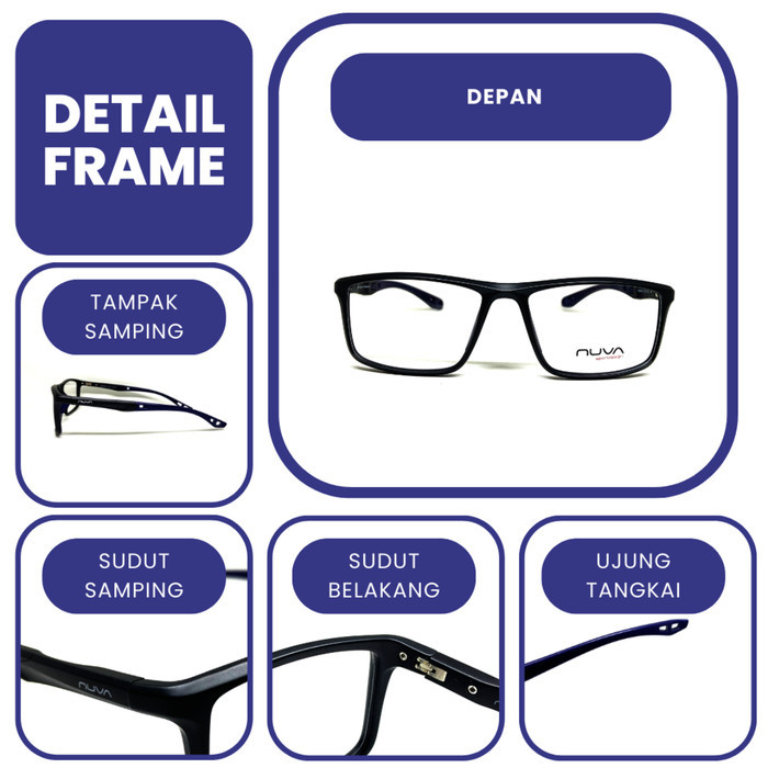 Jual FRAME KACAMATA PRIA / WANITA ORIGINAL NUVA 8885 Lebar Frame 142 ...