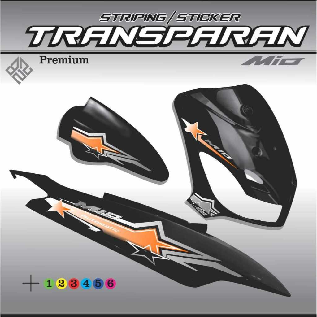 Jual Sticker Custom Mio Old/Sporty Transparan Striping Desain Bintang ...