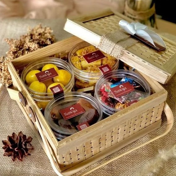 Jual ( R25 ) box wadah hampers Rantang cangking 2 ukuran 20cm pita ...