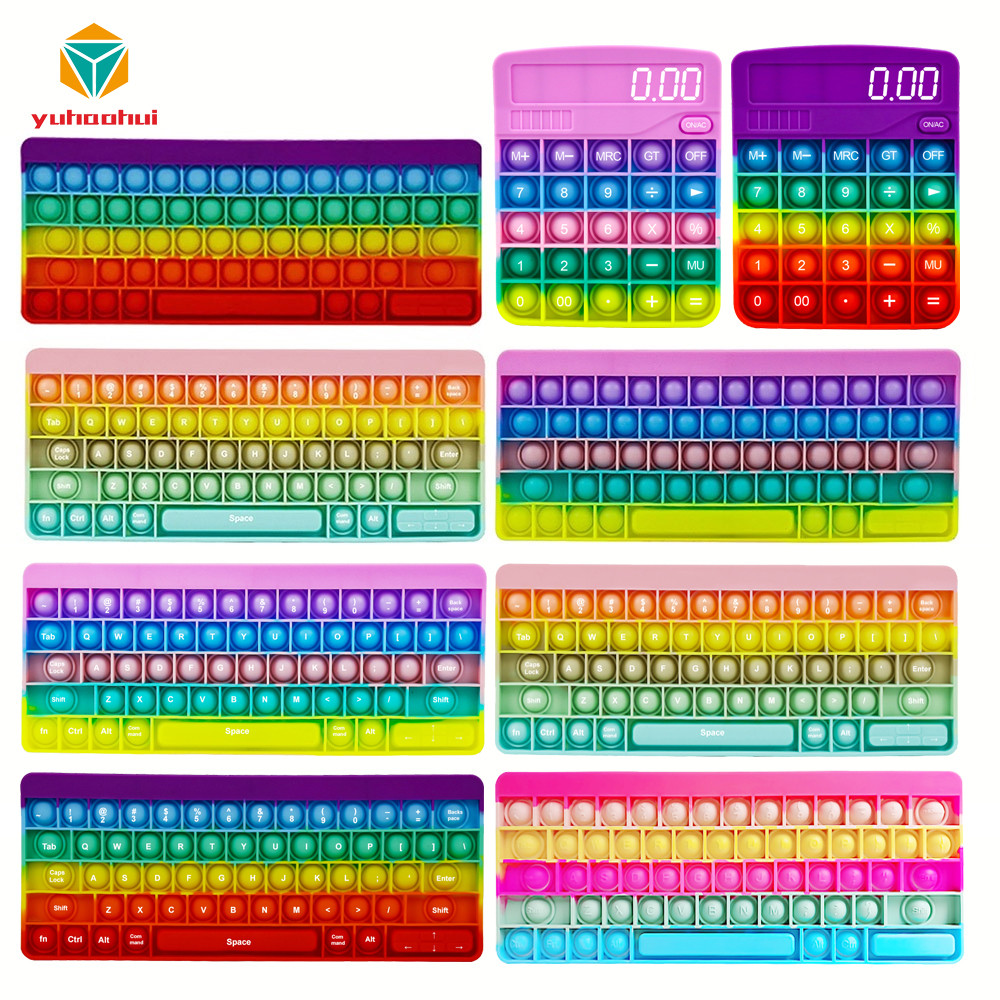 Jual Rainbow Keyboard Pop Push Bubble Fidget Toys Multi-Color Keyboard ...