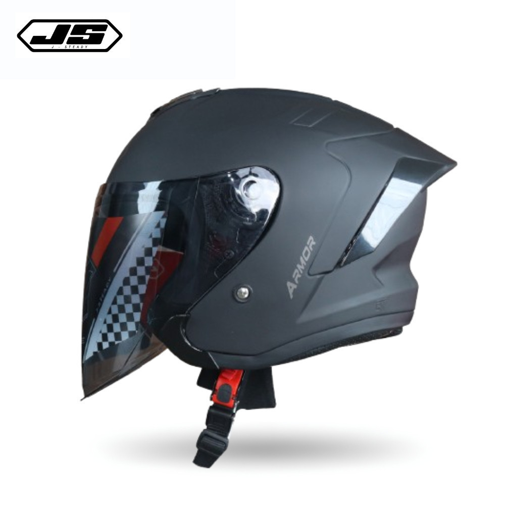 Jual Helm JS Armor Ori Black Dof - Half Face Helmet - Helm Pria Keren ...