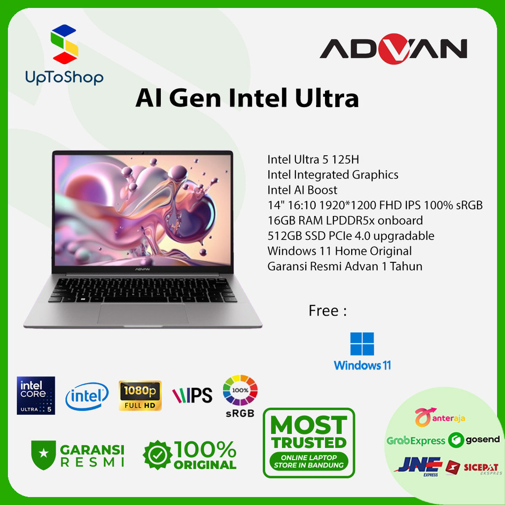 Jual Advan AI Gen Intel Ultra 5-125H 16GB 512GB Windows 11 | Shopee ...