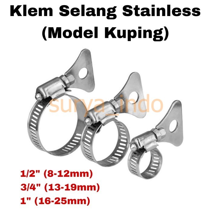 Jual KLEM KUPING STAINLESS 1/2