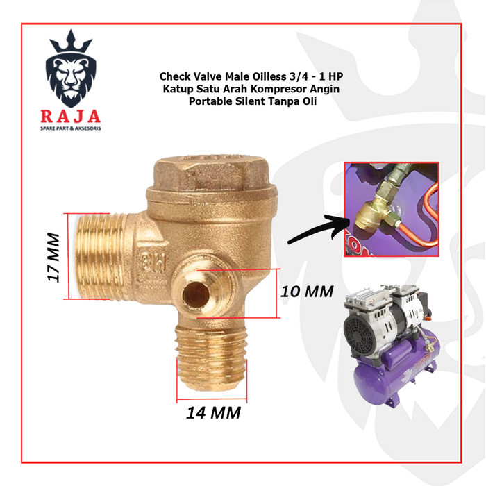 Jual Check Valve Male Oilless 3/4 - 1 HP Katup Satu Arah Kompresor ...