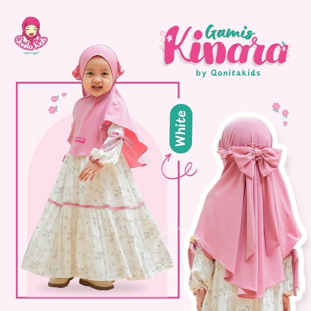 gamis syari anak motif bunga bahan rayon adem