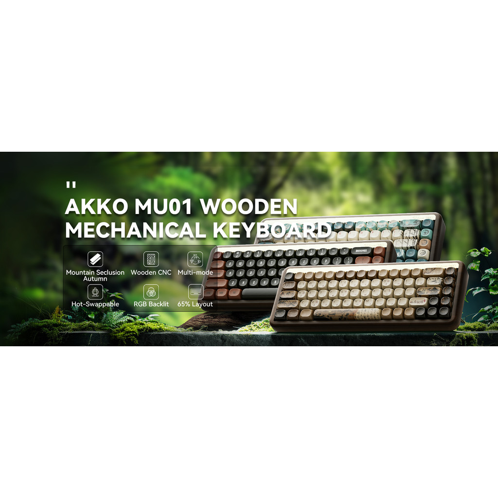 Jual Akko MU01 Mountain Seclusion Wooden Mechanical Keyboard RGB Hot ...