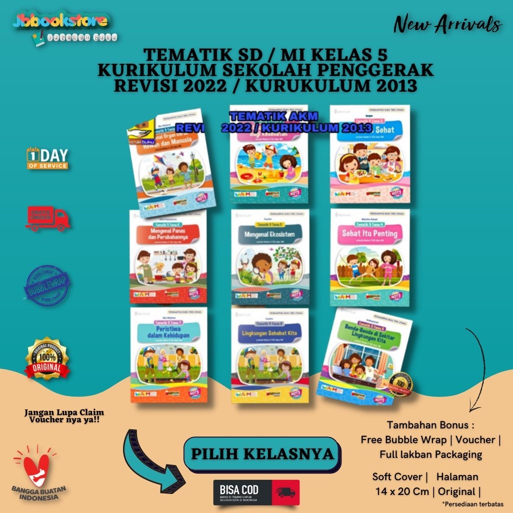 Jual Buku Tematik SD/MI Kelas 5 Revisi Tema 1,2,3,4,5,6,7,8,9 HOTS/AKM ...