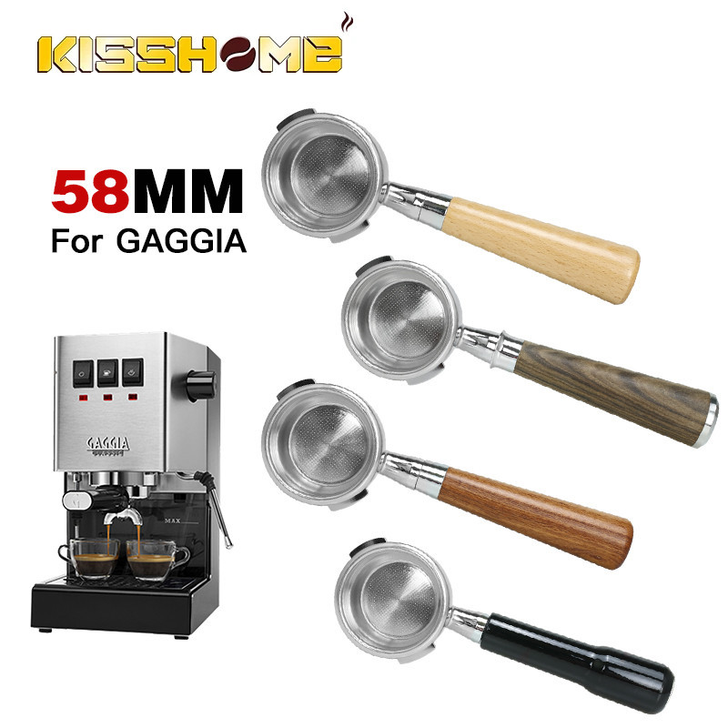 Gaggia 58mm - Bottomless Portafilter - Almond Solid Wood