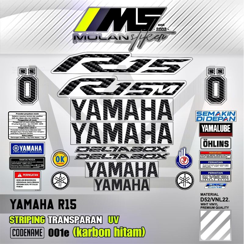 Jual BP28W Sticker Striping Variasi Transparan Uv Yzf R15 R15M R15 V2 ...