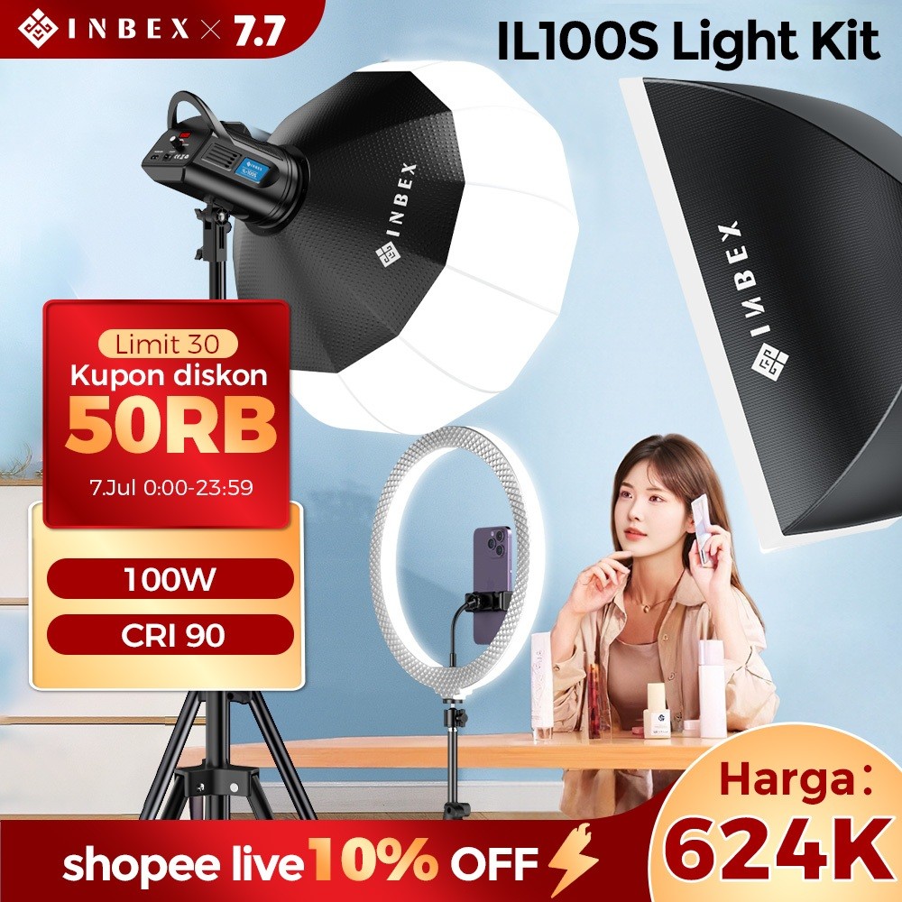 Jual INBEX IL-100S Lampu Studio Softbox Lighting Kontent Live streaming ...
