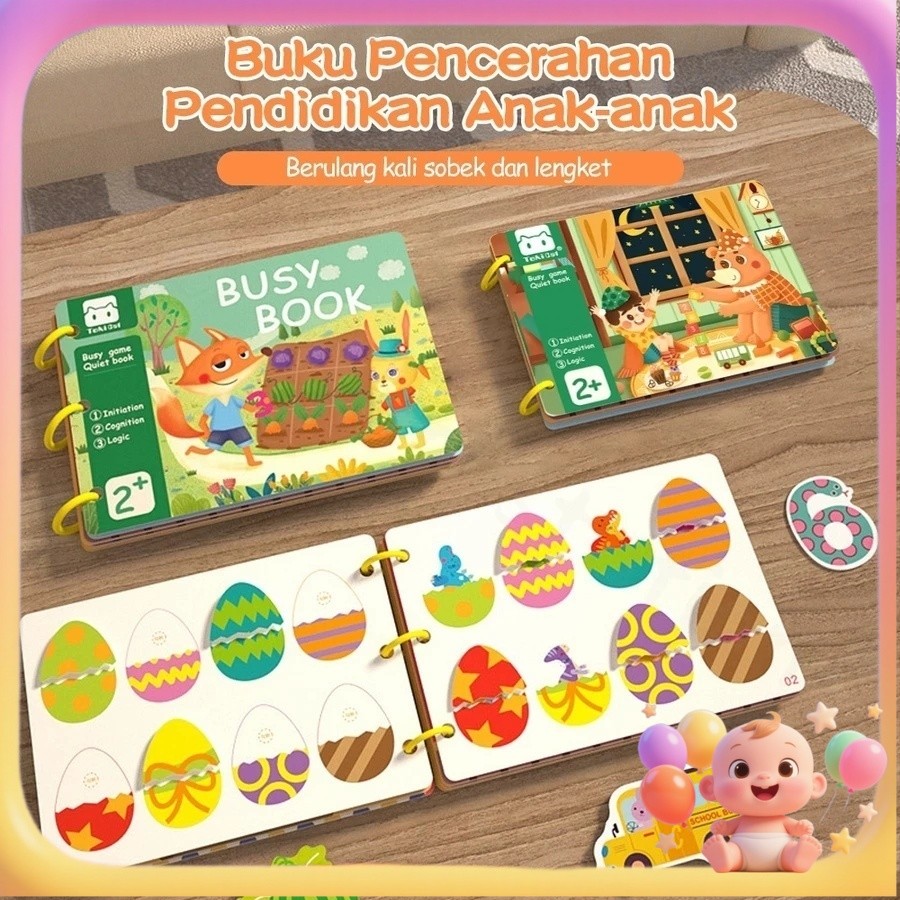 Babyfun Busy Book Velcro 30 Halaman Bayi 1-3 Tahun