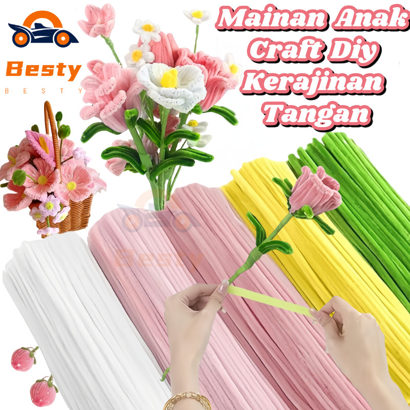 Besty Diy Kerajinan Tangan 100 Pcs Pipe Cleaner Kawat Bulu 30cm Bahan Kraf DIY Manua
