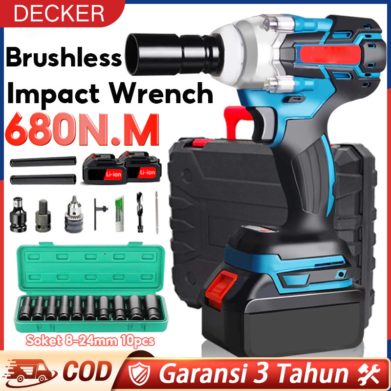 Jual SETRAMALL DECKER 999V Impact Wrench Cordless Brushless Bor COD ...