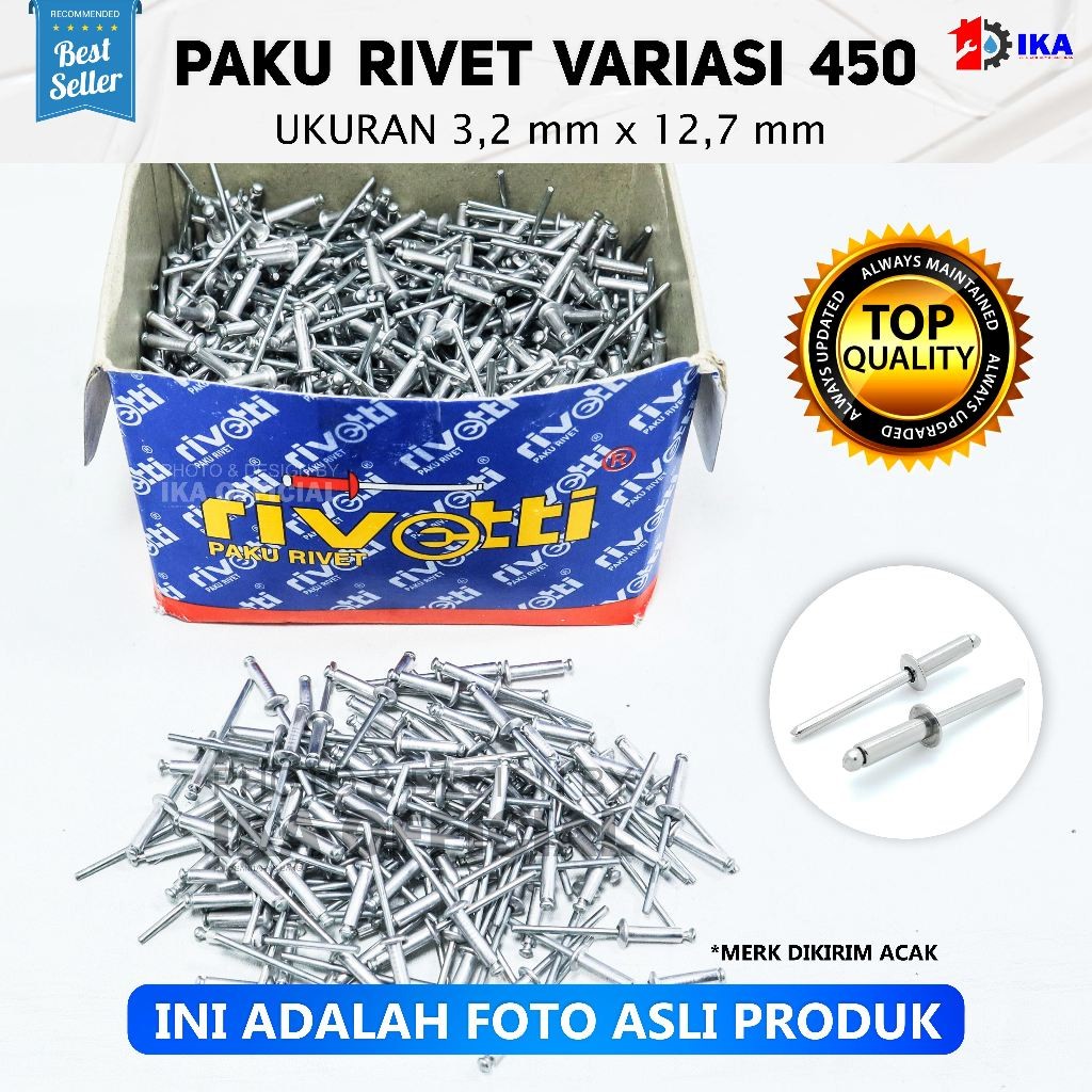 Jual SAB Paku Rivet Rivetti 450 Size 3.2mm x 12.7mm isi 500pcs Paku ...
