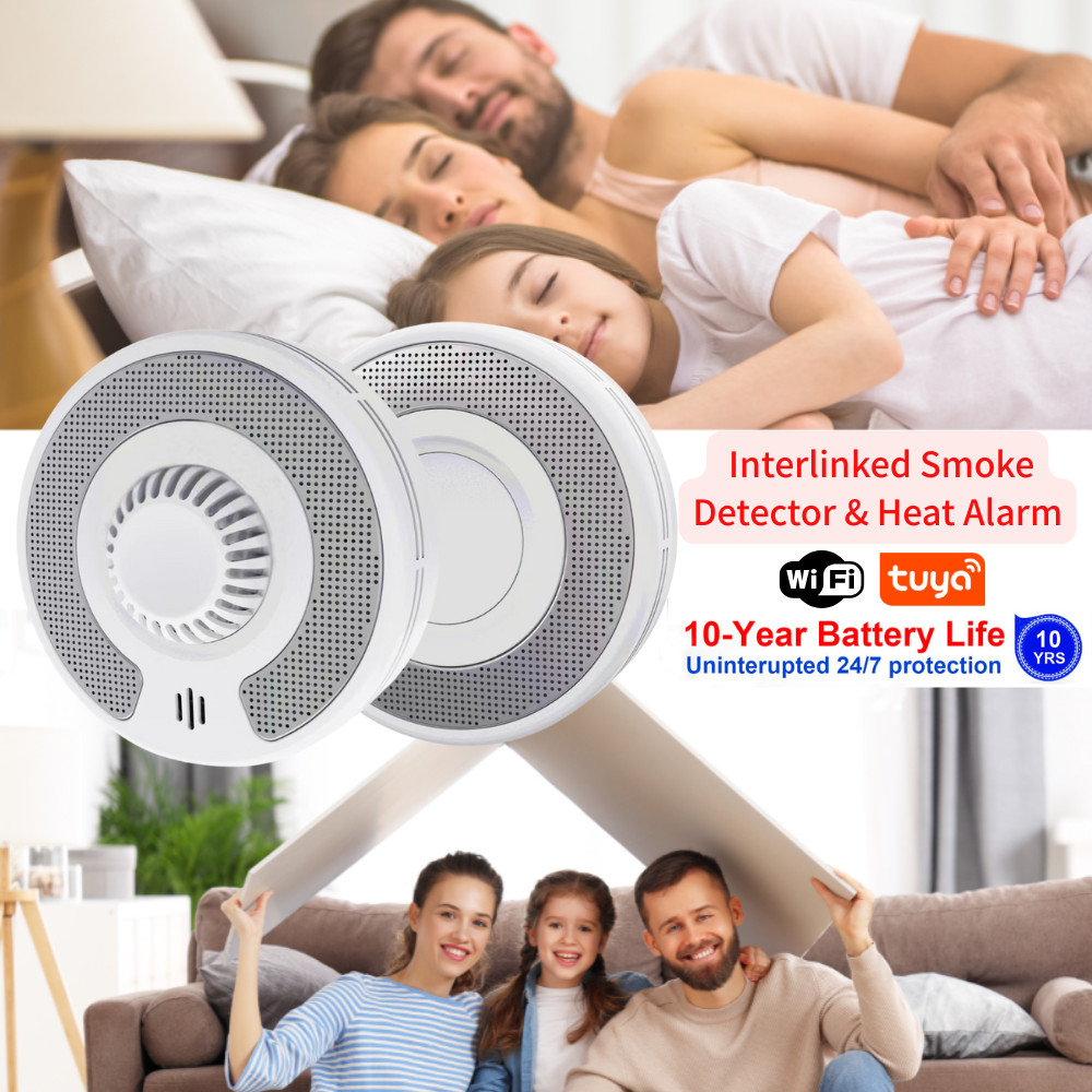 Jual Tuya WiFi Wireless Interlinked Smoke Detector & Heat Alarm - 10 ...