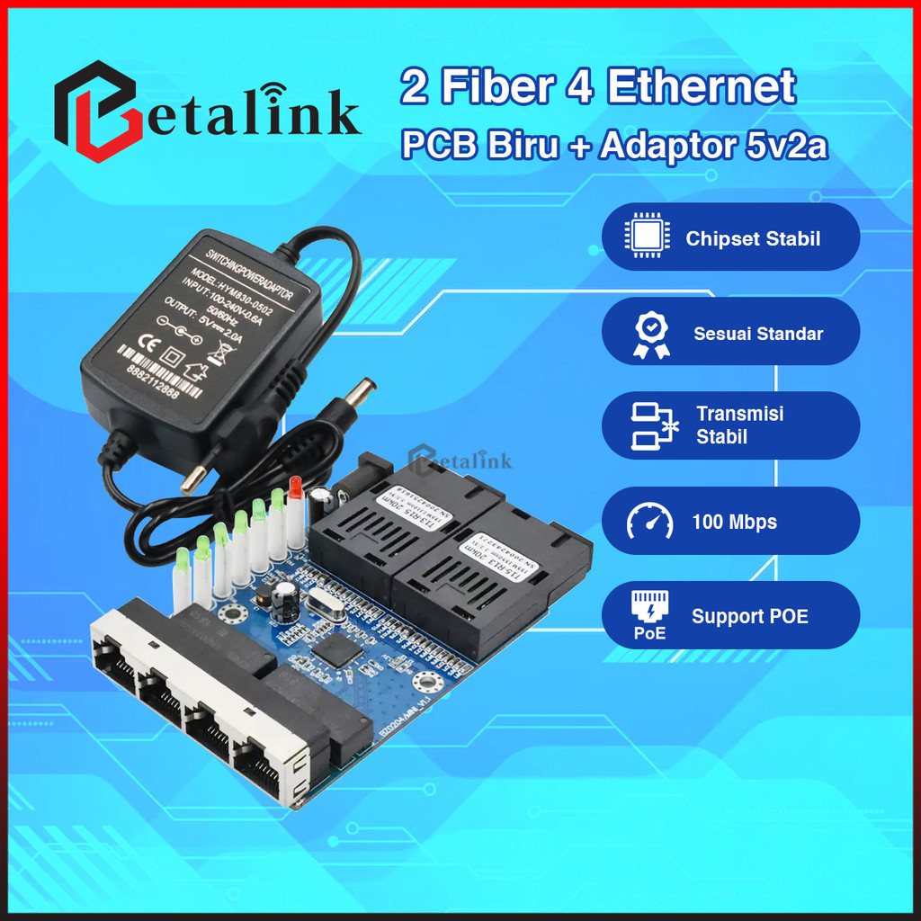 Jual media Converter 2 port fiber optic singel mode A dan B - 4 port ...