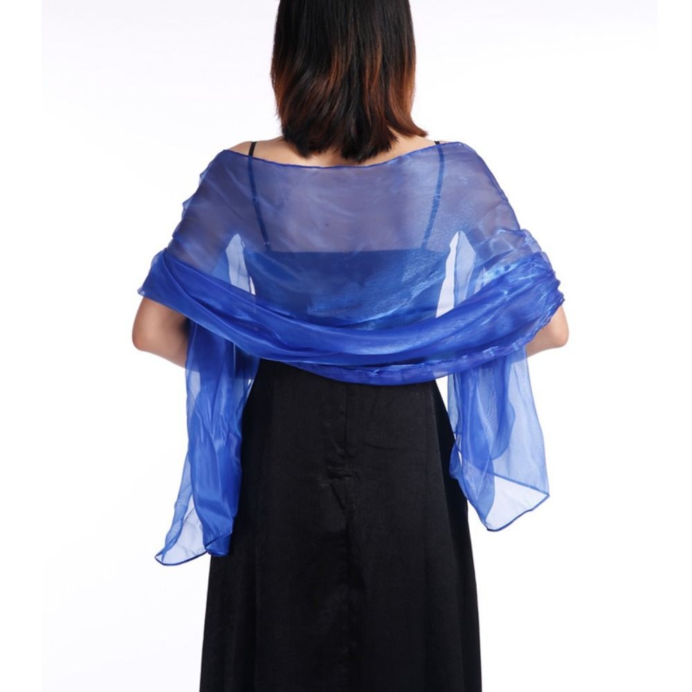 Jual Solid Color Silky Shawls and Wraps Transparent Organza Soft