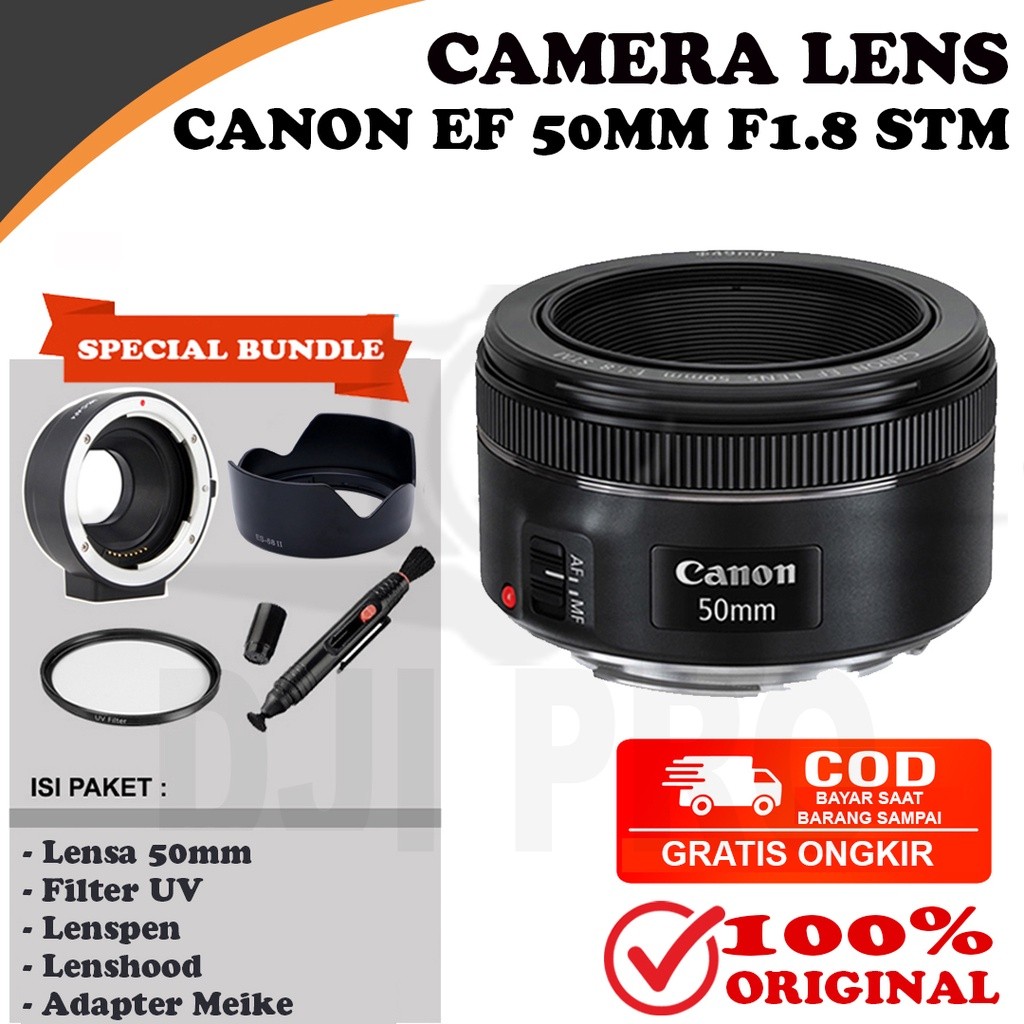 Jual CANON EF 50MM F1.8 STM FIX LENS AUTO FOCUS LENSA KAMERA DSLR