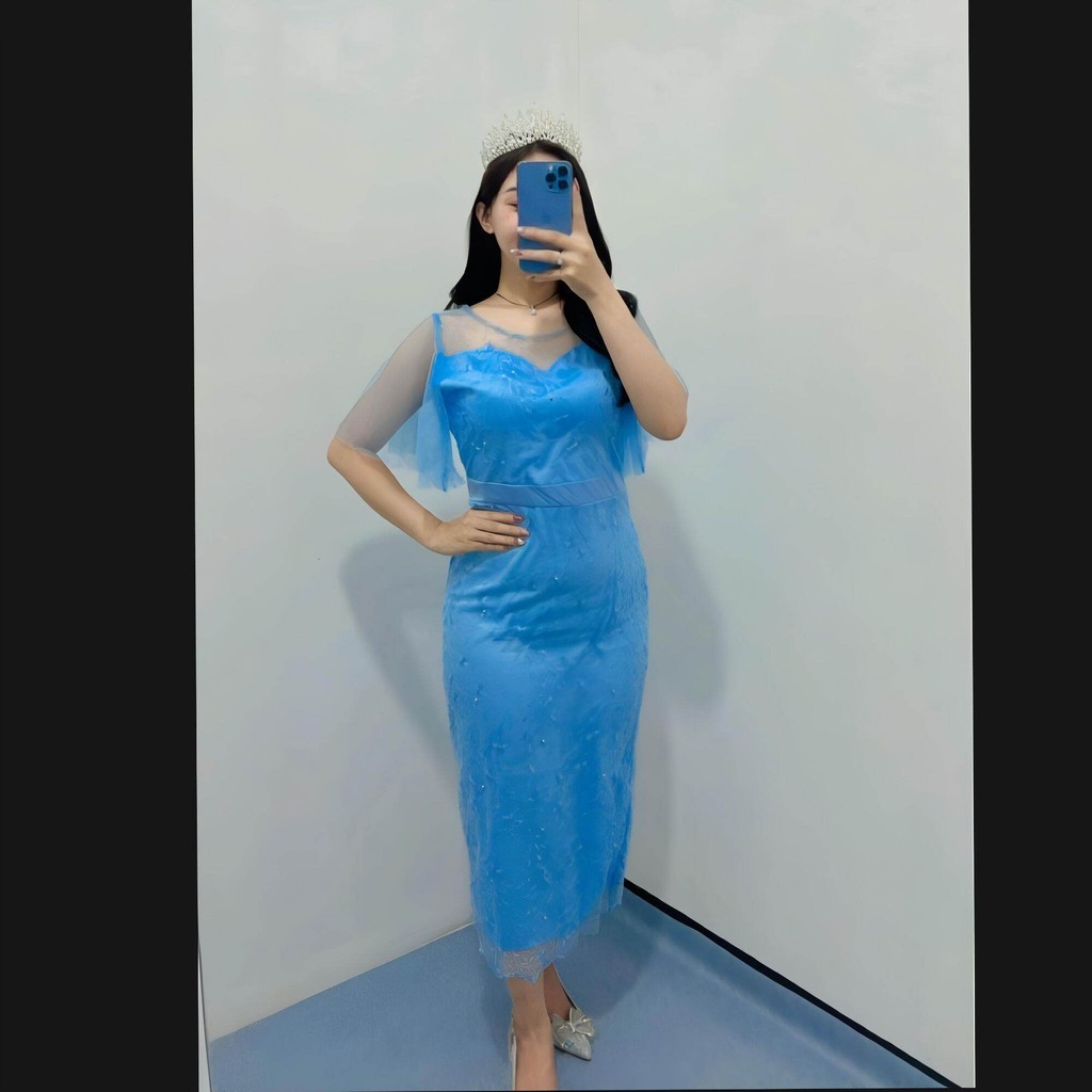 Dress Natalan Mewah Import Gaun Pesta Brokat Tulle Mutiara Kombinasi Satin  Velvet Premium Dress Bridesmaid Kejora Zh