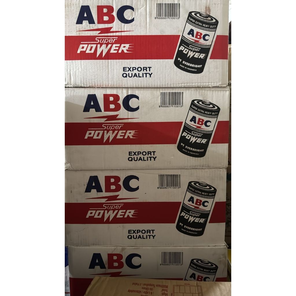 Jual Baterai ABC Super Power Hitam type D R20P @ 24 lusin = 288 buah ...