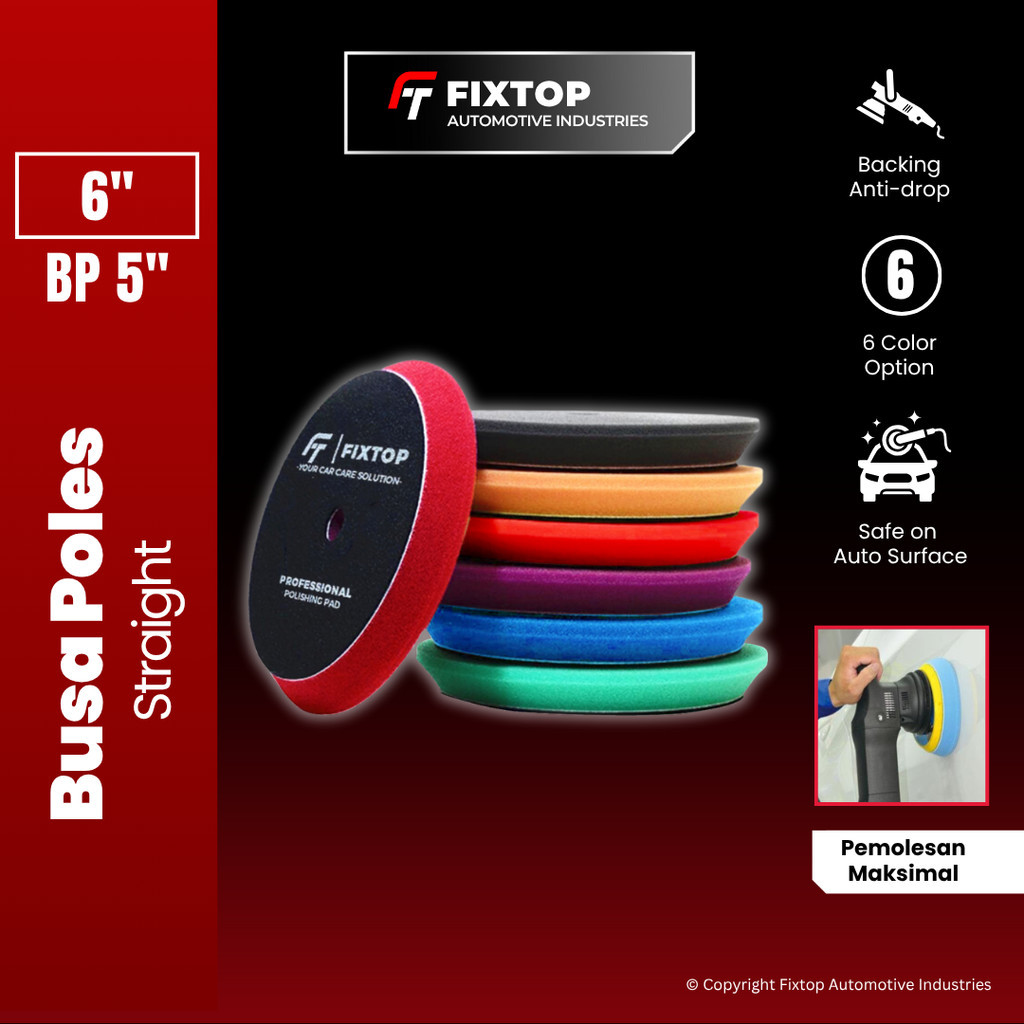 Jual FIXTOP Busa Mesin Poles Mobil 5 Inch Spon Foam Pad Straight 5