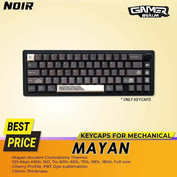 Jual Noir Mayan Keycaps - PBT Dyesub Cherry Profile 125 keys ANSI, ISO ...