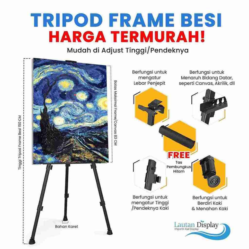 Jual Tripod Standing Frame Besi 1 Sisi Stand Easel Dudukan Bingkai Foto ...