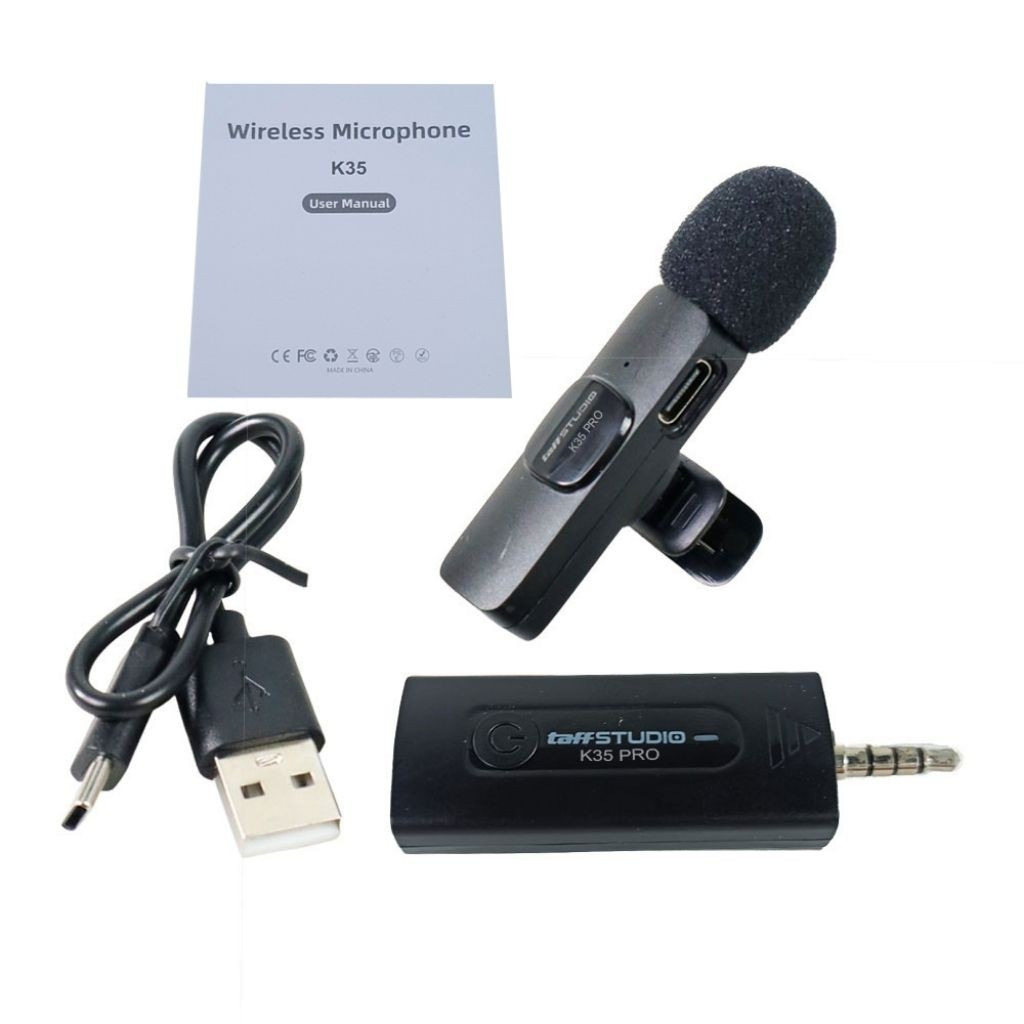Jual TaffSTUDIO K35 Pro Hp Clip On Live Stream Vloger Mic Wireless ...