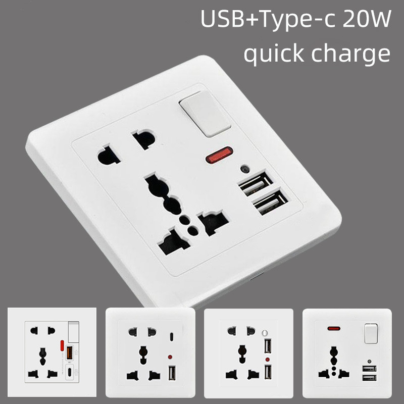 Jual International universal 5-hole socket, fast charging Tyep-c ...