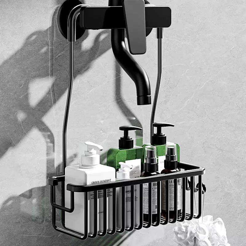 Jual No Drilling Removable Shelf Aluminum Bath Basket Perforation-free ...