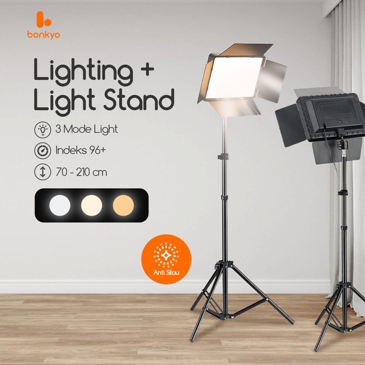 Bonkyo Lampu Foto 11" LED Video Light 3 Mode Cahaya 2700-7500K CRI 96+ Anti Sila