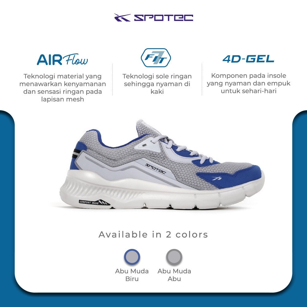 Jual Spotec Running Versa Sepatu Lari Pria Wanita - Abu Muda Biru ...