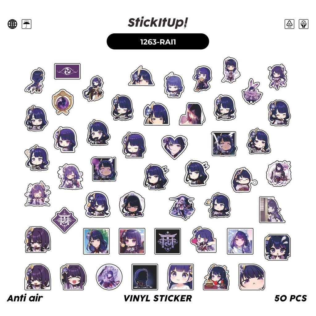 Jual COD 100 Pcs Stiker Genshin Impact Raiden Shogun Lucu Aesthetic ...