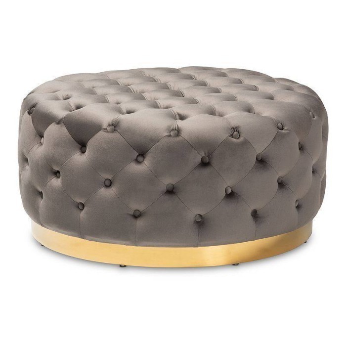 Jual Puff Stool Bulat Kaki Gold - V18 Enzi Bench Ottoman Rangka Kayu ...